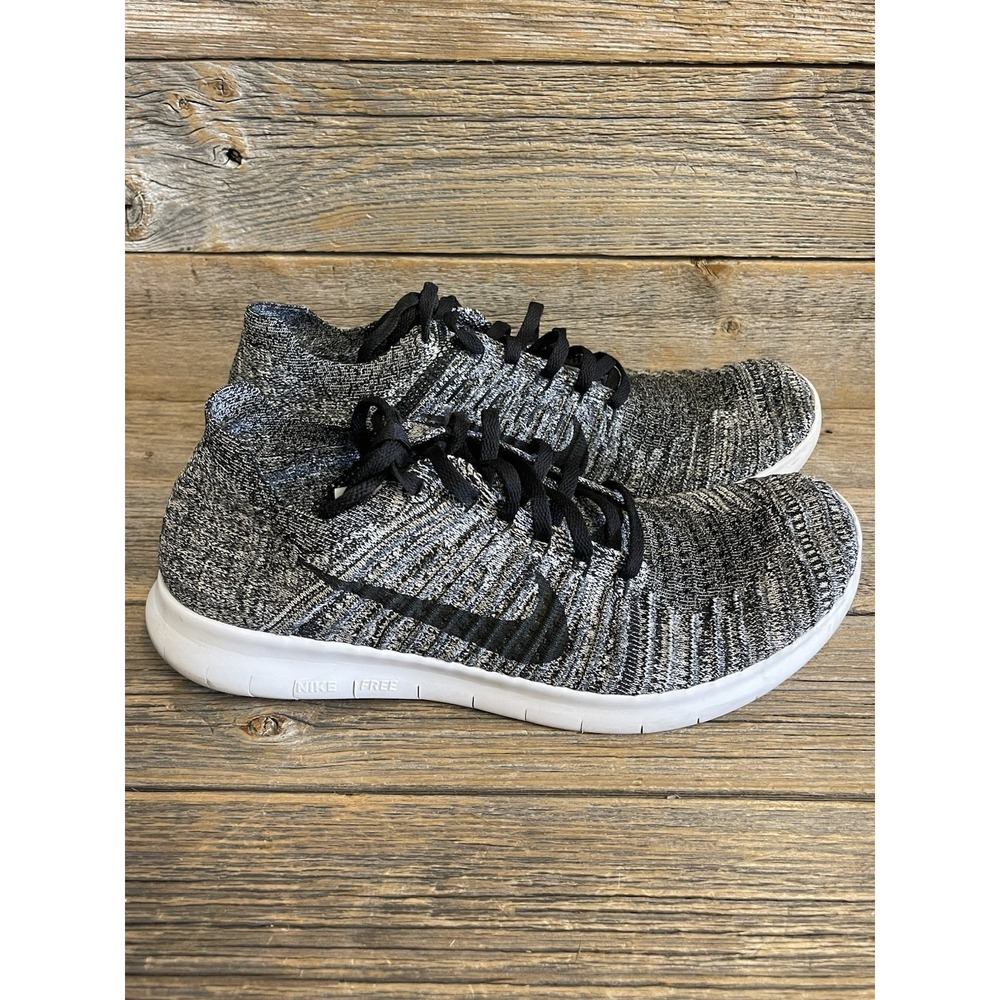 Nike Free RN Flyknit Shoes Womens Black White Oreo Running  Sneakers SIZE 9.5